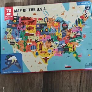 Mudpuppy Map of the USA Puzzle 70 Piece Double Sided Educational Jigsaw Game